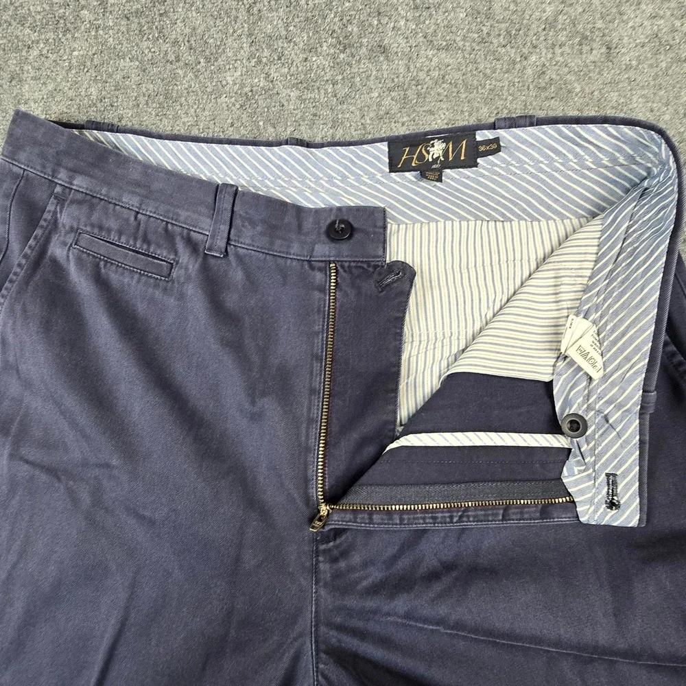 Hart Schaffner Marx Mens 36x30 Navy Blue Pima Cotton Flat Front Chino Pants
